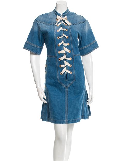 gucci lace up denim dress|Gucci denim jumpsuit.